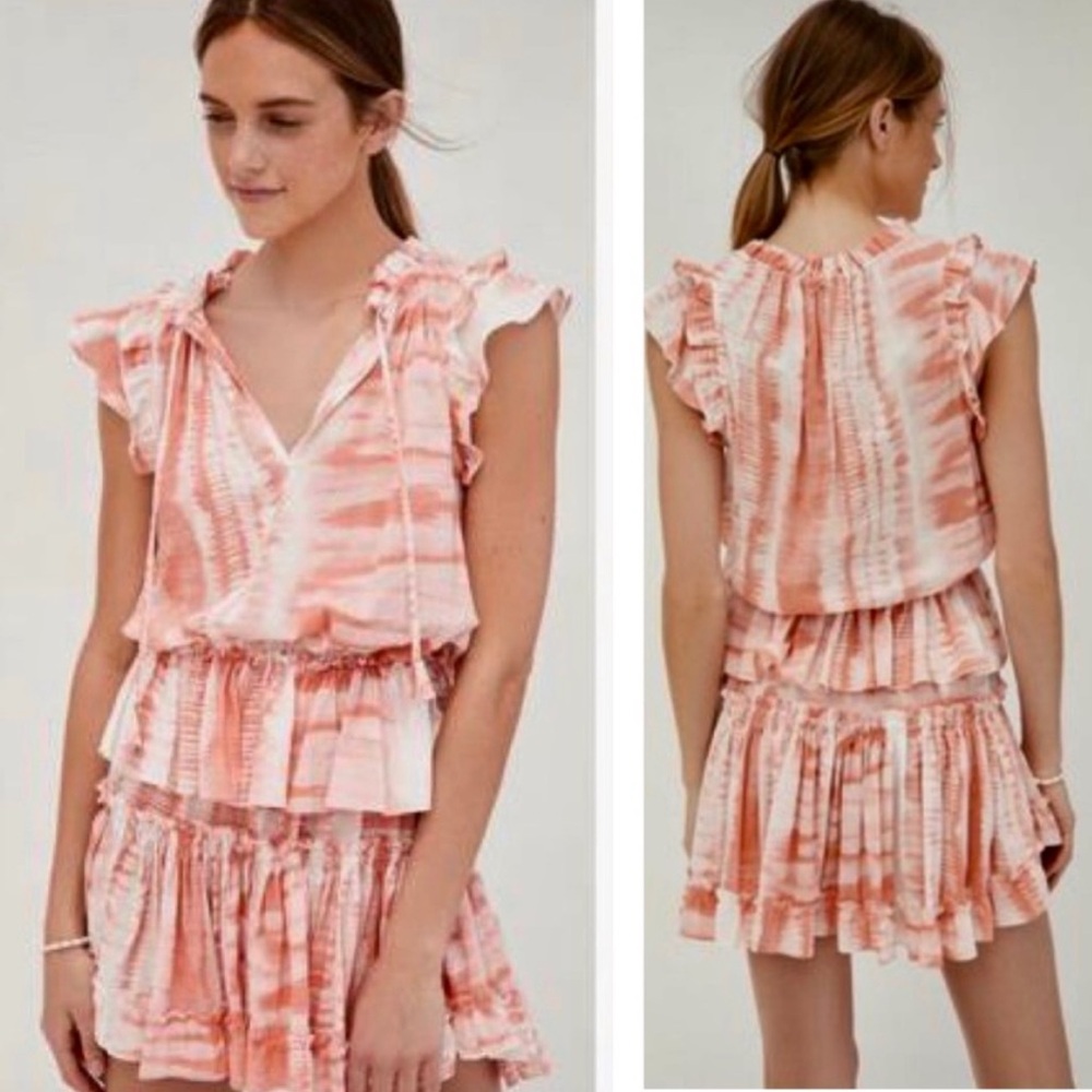 Misa Los Angeles Tie Dye Coral Lilian Mini Dress Size Small